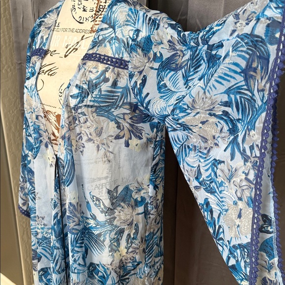 BCBGeneration Blue Floral Swim Coverup - Picture 3 of 6